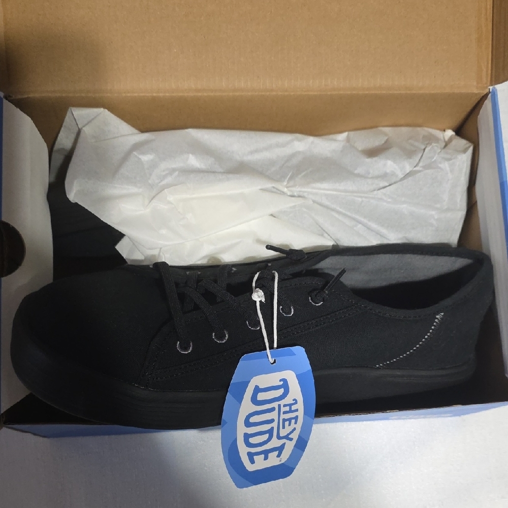 Black Cody Canvas Hey Dudes New In Box Size 10